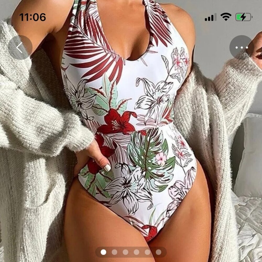 WOMEN'S ONE PIECE TROPICAL [RINTED SWIMSUIT SIZE ;